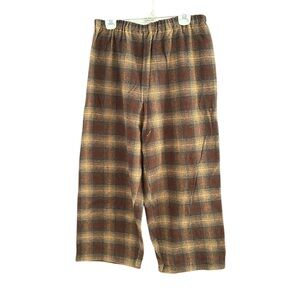 Handmade Sewn Plaid wide leg Lounge Pants Heavy Weighty Sweatpants Sz 10